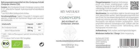 Bio Cordyceps Extrakt in Kapseln
