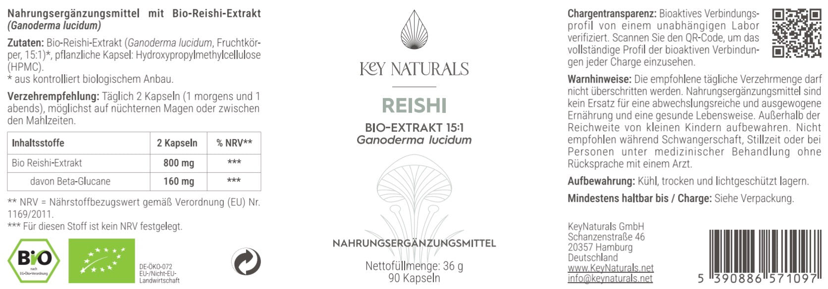 Extracto ecológico de Reishi en cápsulas