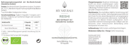 Bio Reishi Extrakt in Kapseln