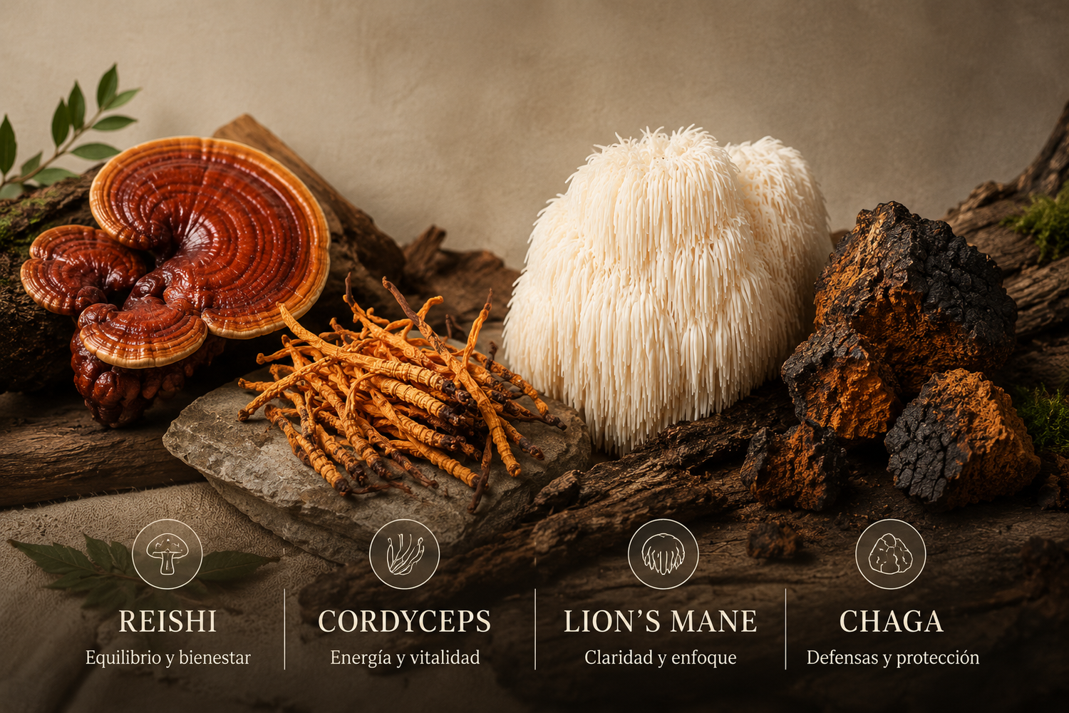 Reishi, Cordyceps, Löwenmähne und Chaga: vier Pilze, vier unterschiedliche Profile