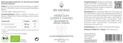 Extracto ecológico de Melena de león en cápsulas