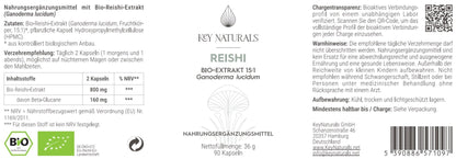 Extracto ecológico de Reishi en cápsulas