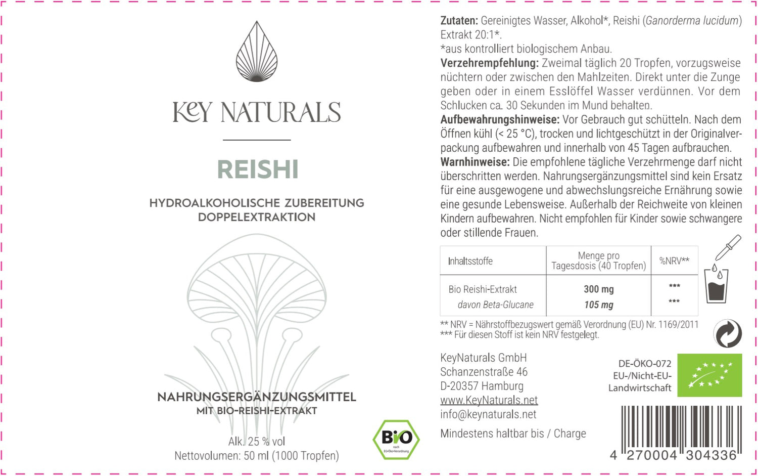 Bio Reishi Flüssigextrakt